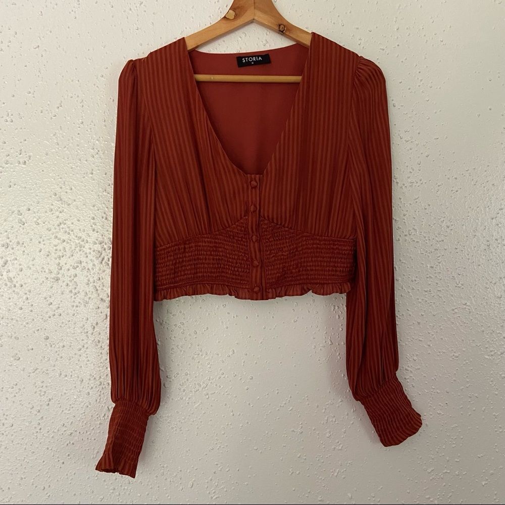 NWOT Storia Blouse | MEDIUM | Burnt Orange | Shirt | Long Sleeve | Button Up |